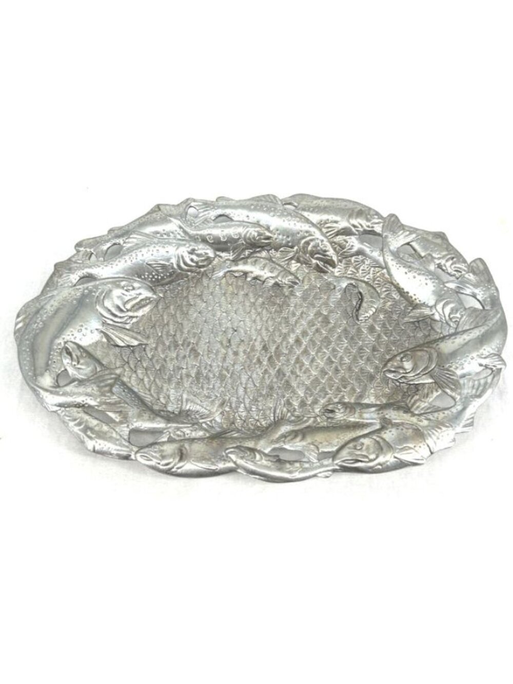 Arthur Court Aluminum Fish Salmon Trout Serving Platter Tray 14" 1993